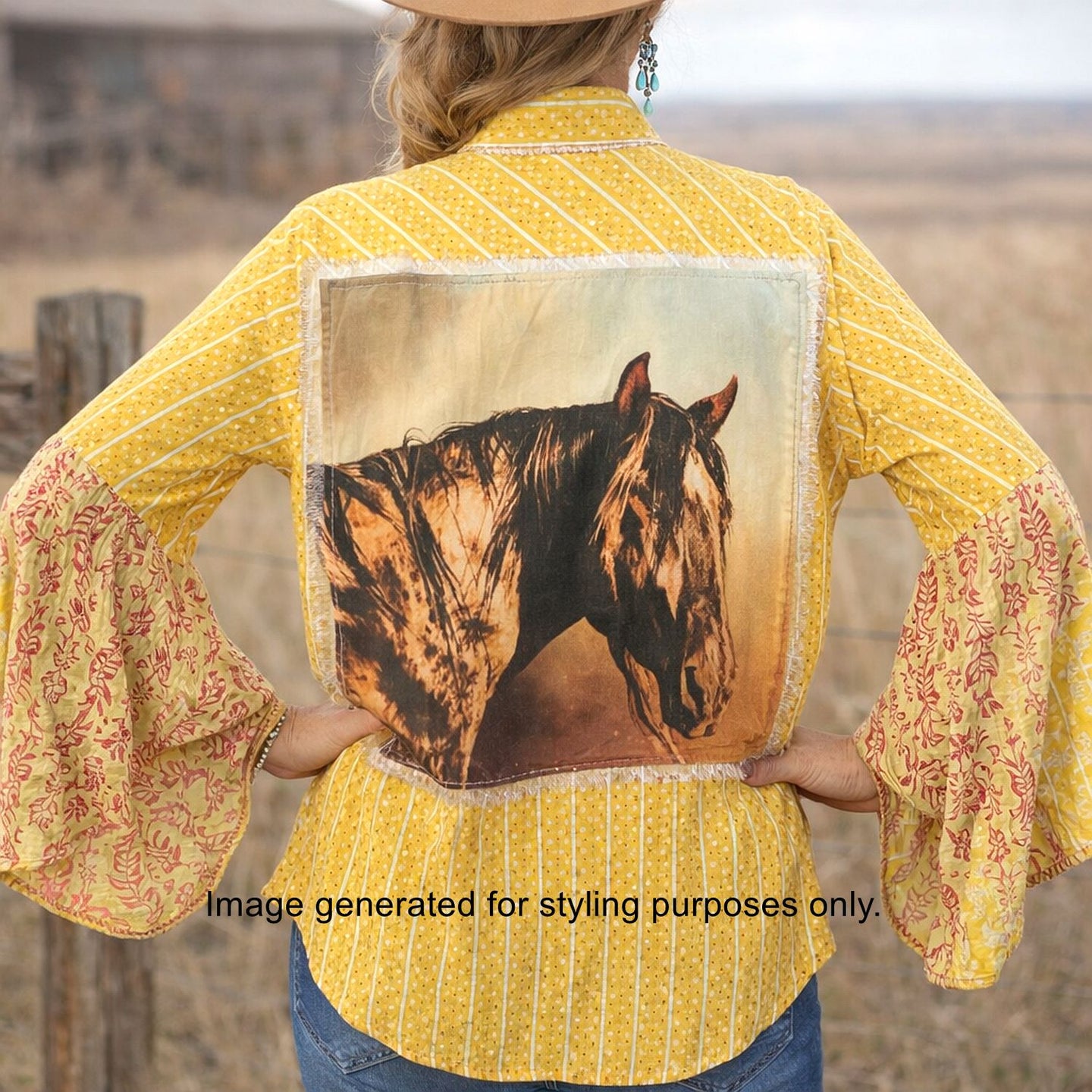 Desert Wing Blouse - Large DW19 handcrafted from cowboy boots. Shop  at ChrisThompsonBags.com and buy the best ["horses","Large"] at Chris Thompson Bags.