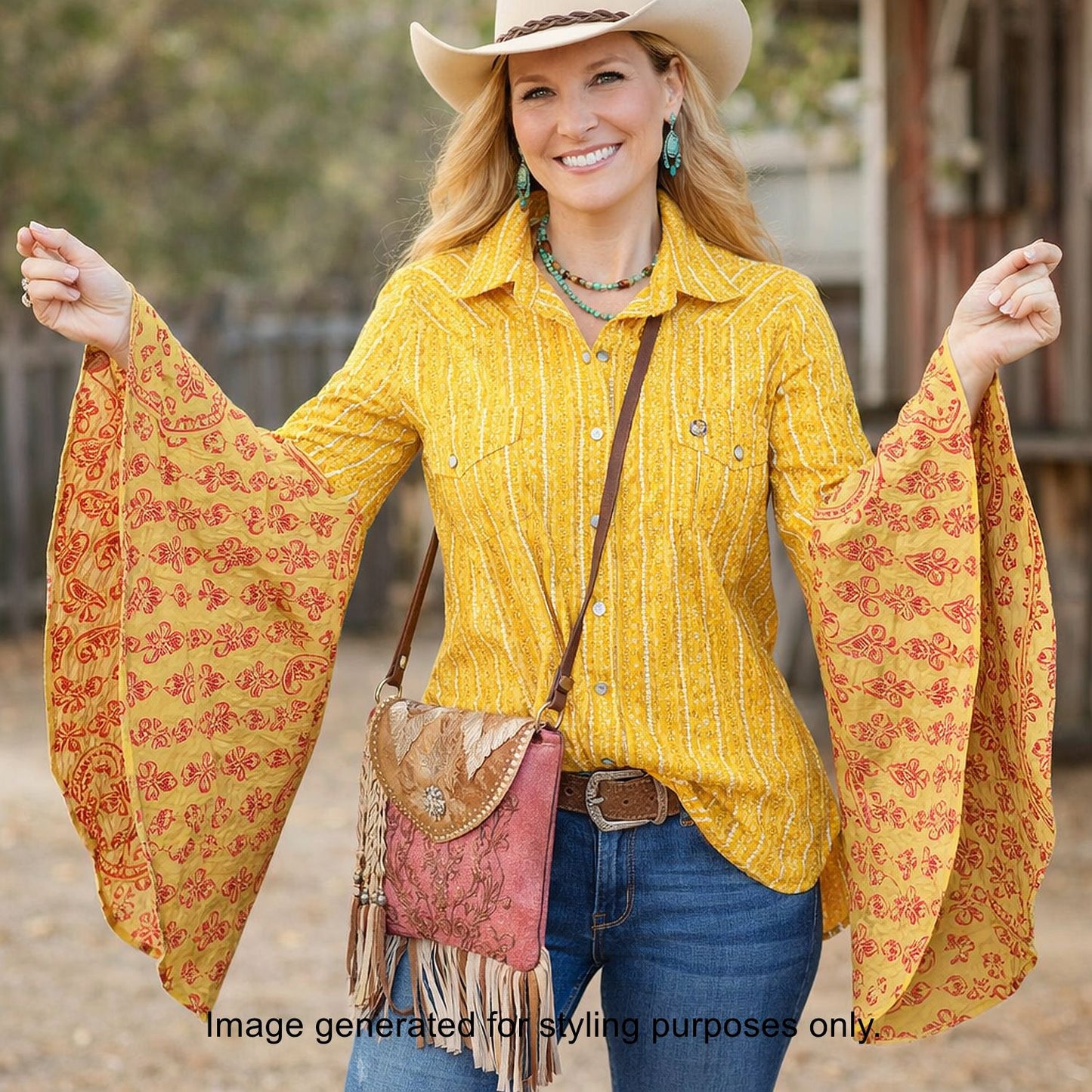 Desert Wing Blouse - Large DW19 handcrafted from cowboy boots. Shop  at ChrisThompsonBags.com and buy the best ["horses","Large"] at Chris Thompson Bags.