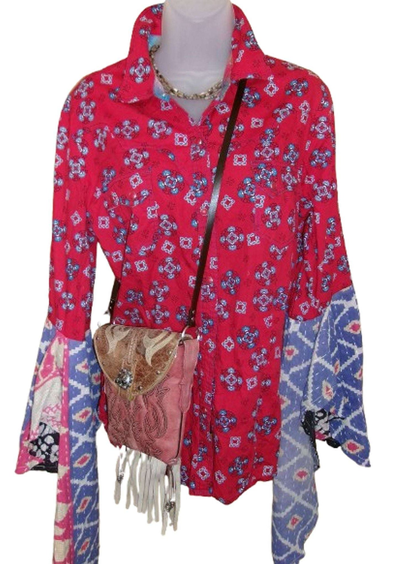 Desert Wing Blouse - Large DW21 handcrafted from cowboy boots. Shop  at ChrisThompsonBags.com and buy the best ["cow skull","Large"] at Chris Thompson Bags.