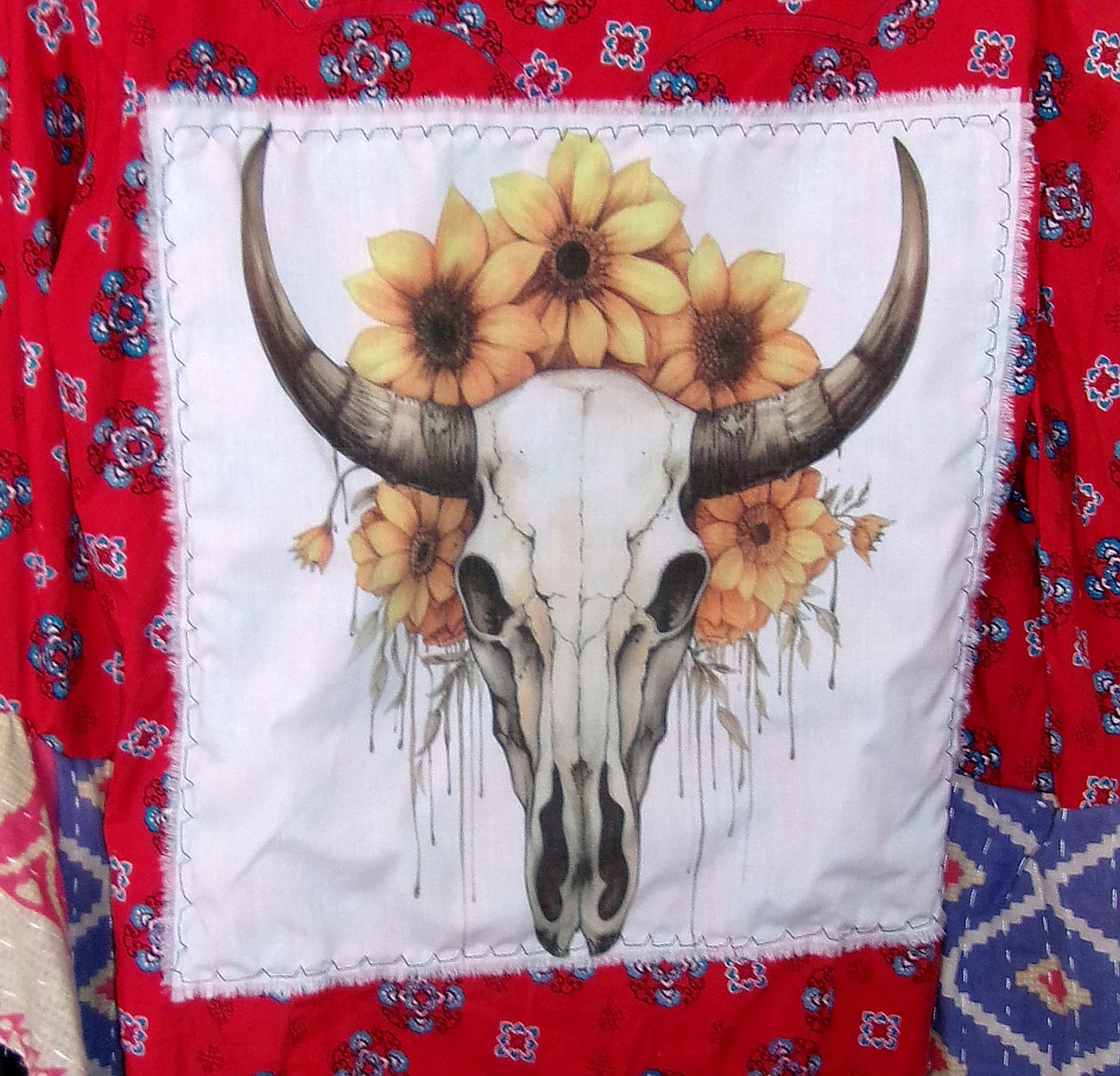 Desert Wing Blouse - Large DW21 handcrafted from cowboy boots. Shop  at ChrisThompsonBags.com and buy the best ["cow skull","Large"] at Chris Thompson Bags.