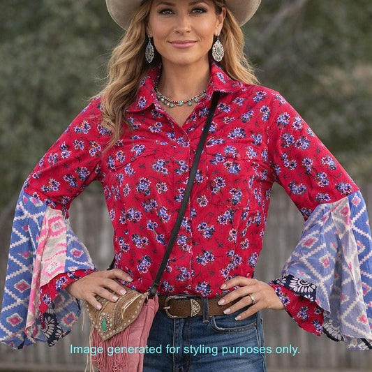 Desert Wing Blouse - Large DW21 handcrafted from cowboy boots. Shop  at ChrisThompsonBags.com and buy the best ["cow skull","Large"] at Chris Thompson Bags.