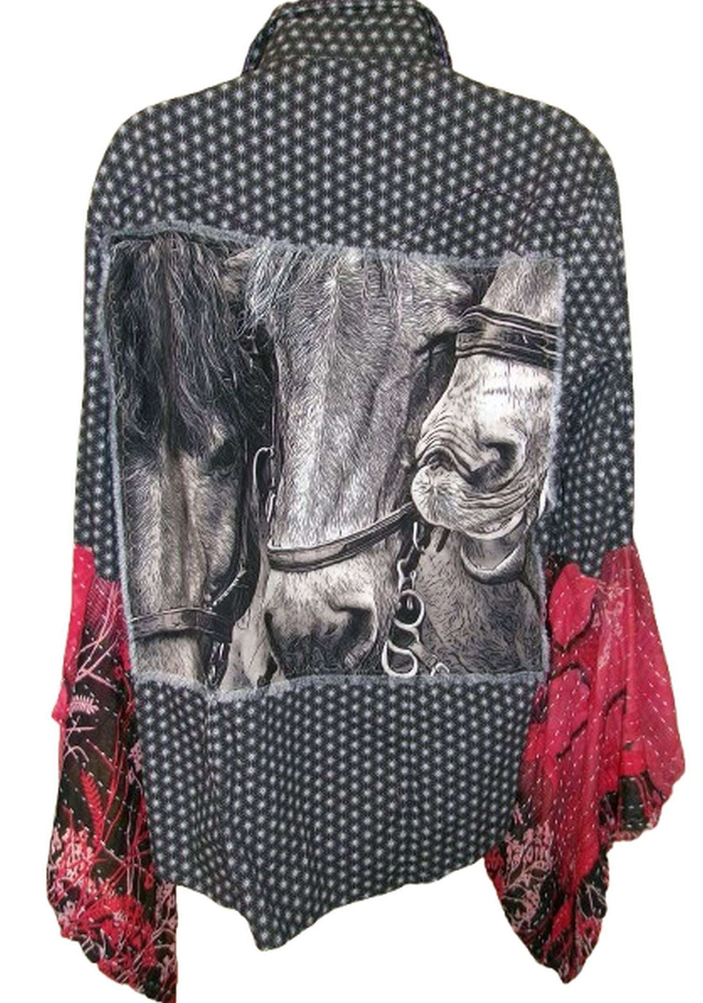 Desert Wing Blouse - Large DW22 handcrafted from cowboy boots. Shop  at ChrisThompsonBags.com and buy the best ["horses","Large"] at Chris Thompson Bags.