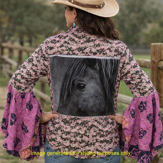 Desert Wing Blouse - Large DW23 handcrafted from cowboy boots. Shop  at ChrisThompsonBags.com and buy the best ["horses","Large"] at Chris Thompson Bags.