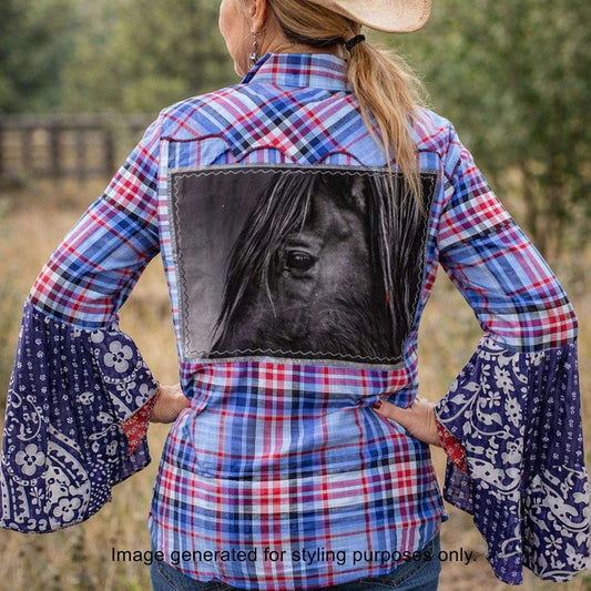 Desert Wing Blouse - Large DW24 handcrafted from cowboy boots. Shop  at ChrisThompsonBags.com and buy the best ["horses","Large"] at Chris Thompson Bags.