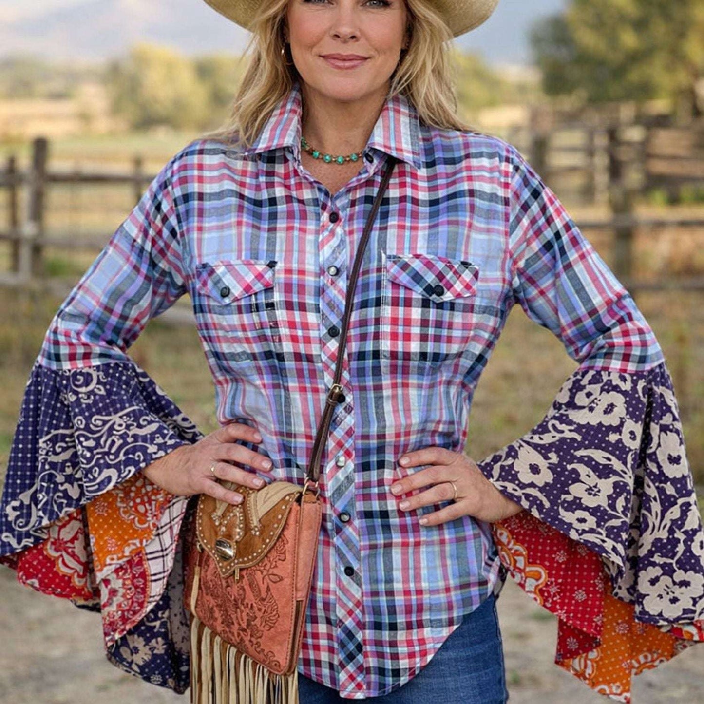 Desert Wing Blouse - Large DW24 handcrafted from cowboy boots. Shop  at ChrisThompsonBags.com and buy the best ["horses","Large"] at Chris Thompson Bags.