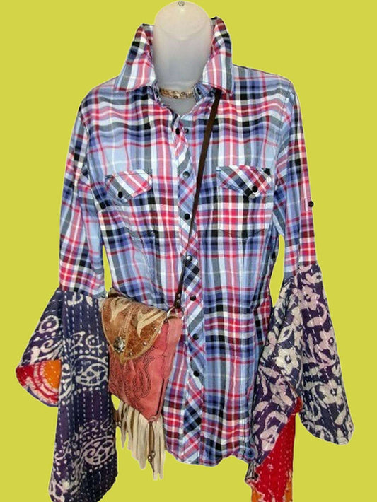 Desert Wing Blouse - Large DW24 handcrafted from cowboy boots. Shop  at ChrisThompsonBags.com and buy the best ["horses","Large"] at Chris Thompson Bags.