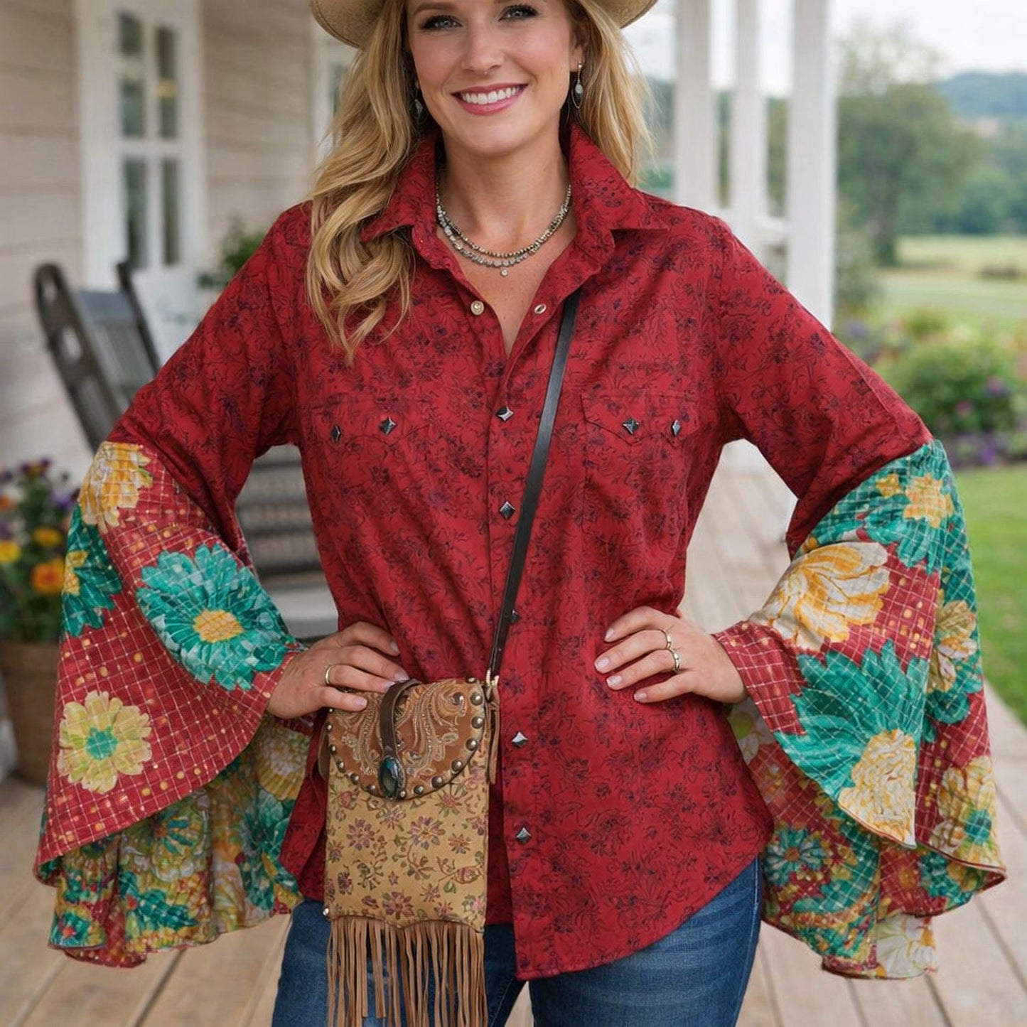 Desert Wing Blouse - X-Large DW28 handcrafted from cowboy boots. Shop  at ChrisThompsonBags.com and buy the best ["cow skull","XLG"] at Chris Thompson Bags.