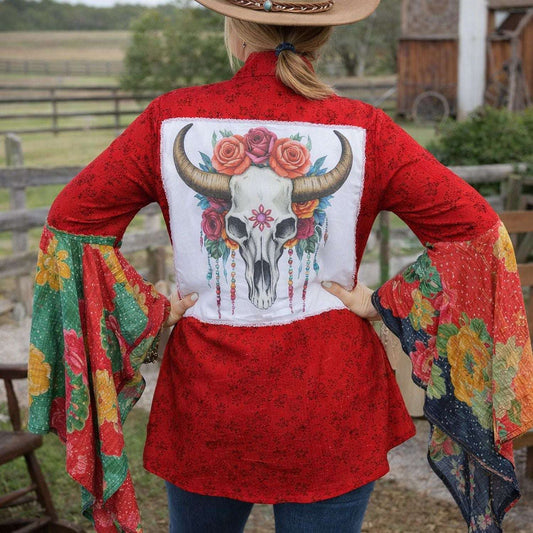 Desert Wing Blouse - X-Large DW28 handcrafted from cowboy boots. Shop  at ChrisThompsonBags.com and buy the best ["cow skull","XLG"] at Chris Thompson Bags.