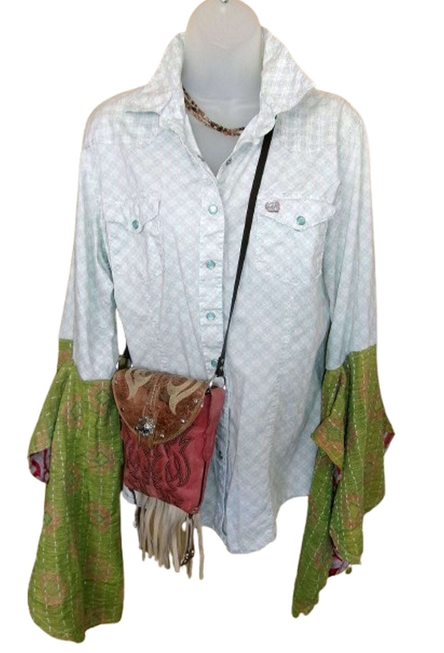 Desert Wing Blouse - X-Large DW29 handcrafted from cowboy boots. Shop  at ChrisThompsonBags.com and buy the best ["buffalo","XLG"] at Chris Thompson Bags.