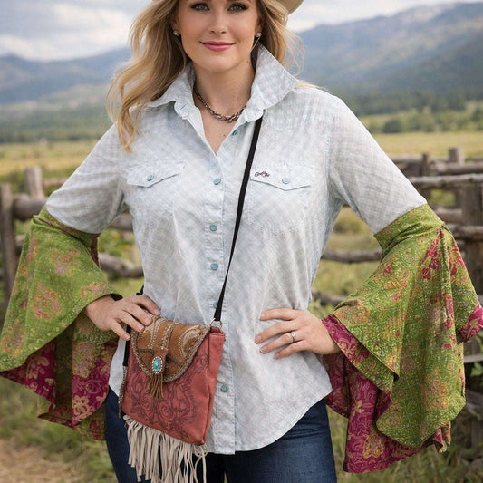 Desert Wing Blouse - X-Large DW29 handcrafted from cowboy boots. Shop  at ChrisThompsonBags.com and buy the best ["buffalo","XLG"] at Chris Thompson Bags.