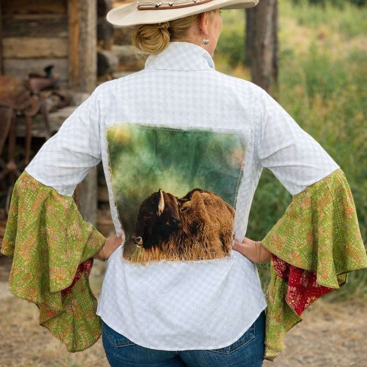 Desert Wing Blouse - X-Large DW29 handcrafted from cowboy boots. Shop  at ChrisThompsonBags.com and buy the best ["buffalo","XLG"] at Chris Thompson Bags.
