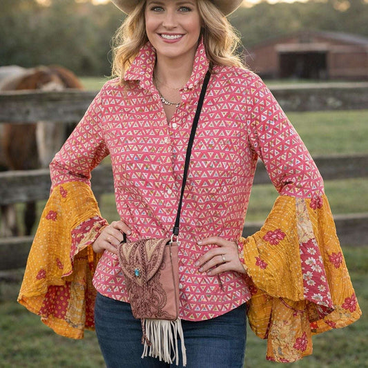Desert Wing Blouse - X-Large DW30 handcrafted from cowboy boots. Shop  at ChrisThompsonBags.com and buy the best ["feathers","XLG"] at Chris Thompson Bags.
