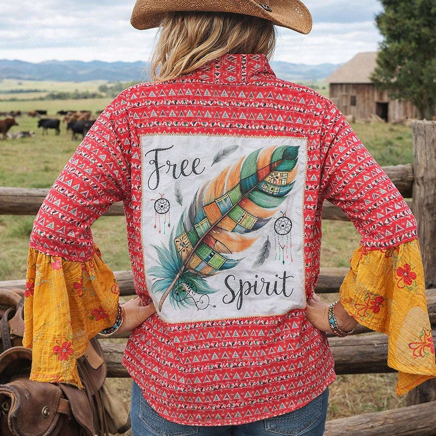 Desert Wing Blouse - X-Large DW30 handcrafted from cowboy boots. Shop  at ChrisThompsonBags.com and buy the best ["feathers","XLG"] at Chris Thompson Bags.