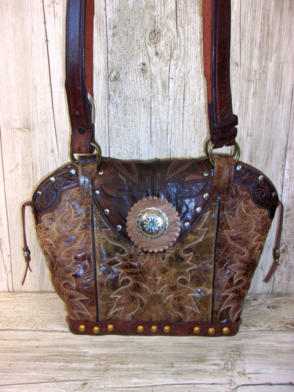 Double Cowboy Boot Purse DB329 handcrafted from cowboy boots. Shop Handbags at and buy the best boot top purse, Country Chic, country fashion, country style, cowboy boot lover, cowboy boot purse, Cowgirl Chic, cowgirl style, luxury handbag, rodeo purse, western chic, western fashion, western style at Chris Thompson Bags.