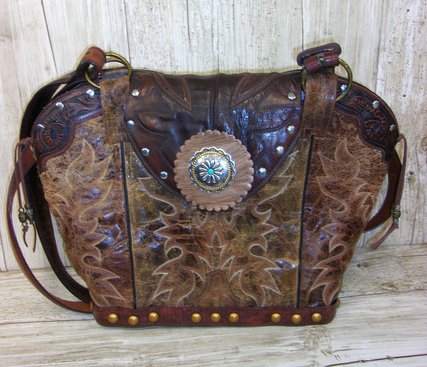 Double Cowboy Boot Purse DB329 handcrafted from cowboy boots. Shop Handbags at and buy the best boot top purse, Country Chic, country fashion, country style, cowboy boot lover, cowboy boot purse, Cowgirl Chic, cowgirl style, luxury handbag, rodeo purse, western chic, western fashion, western style at Chris Thompson Bags.