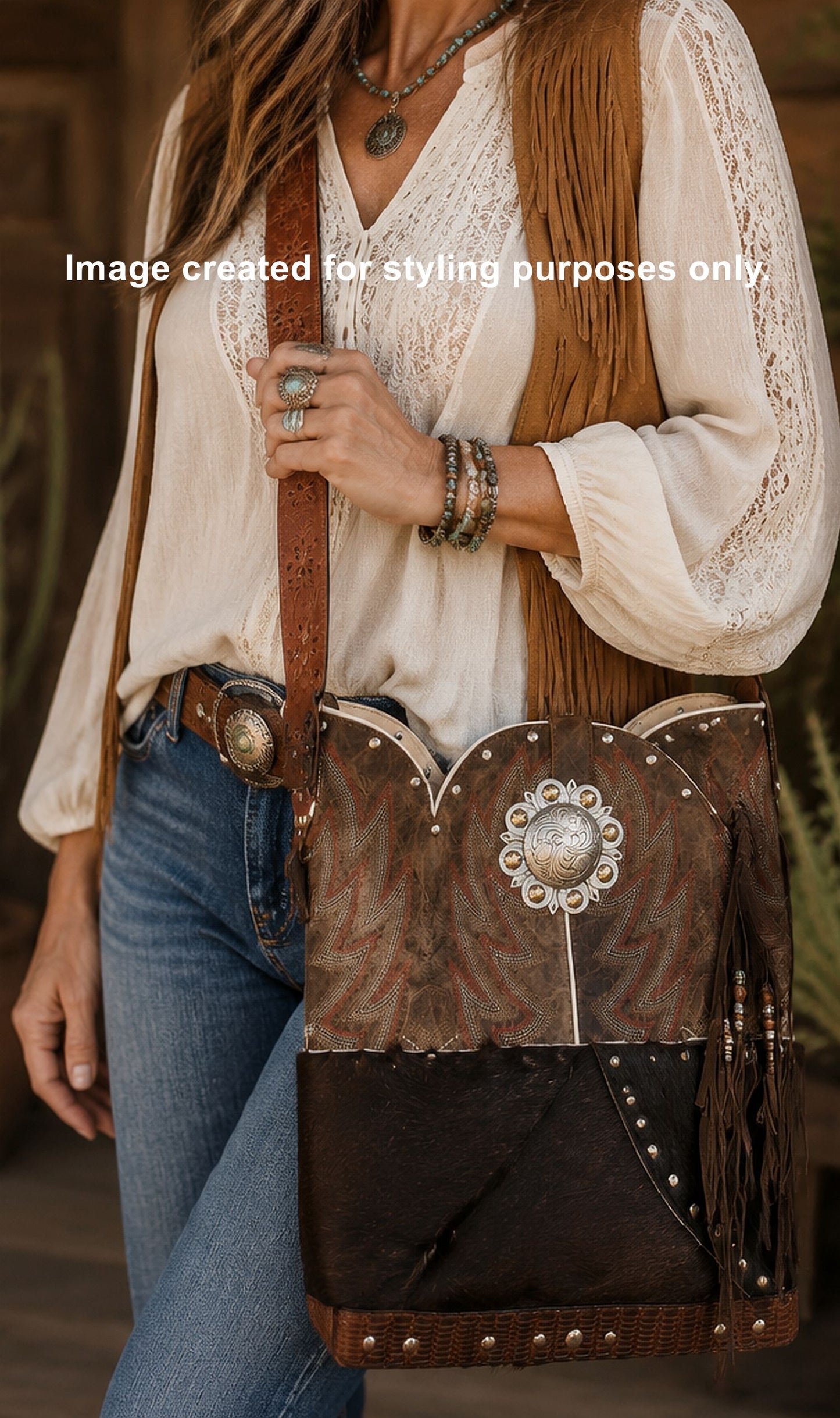 Top Shelf Cowboy Boot Purse with Fringe TS301