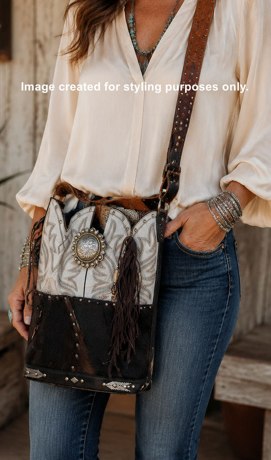 Top Shelf Cowboy Boot Purse with Fringe TS304