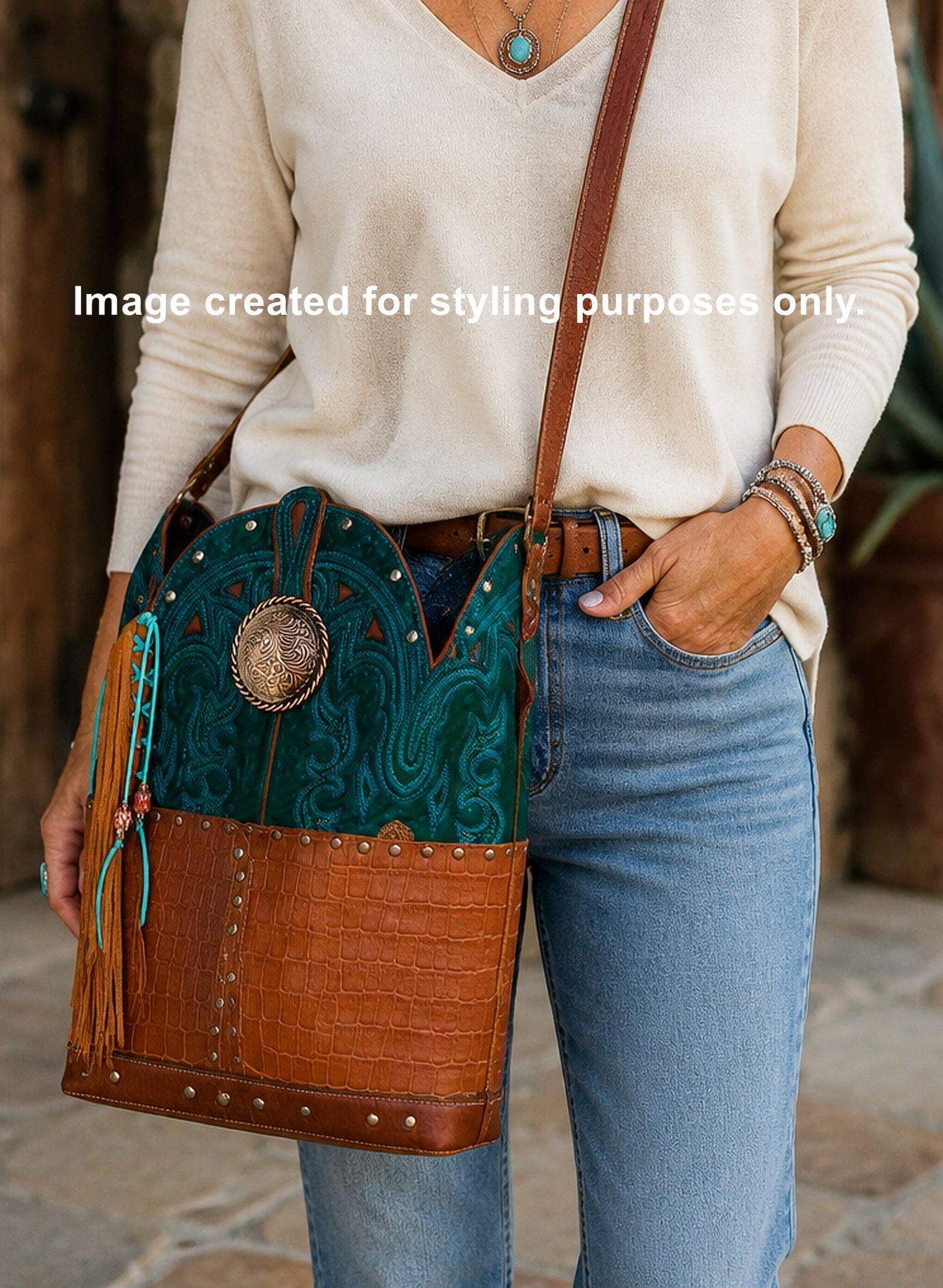 Top Shelf Cowboy Boot Purse with Fringe TS308