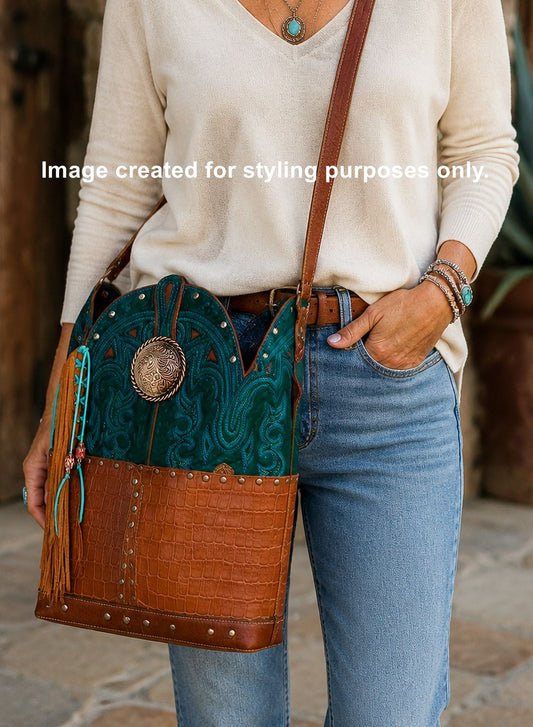 Top Shelf Cowboy Boot Purse with Fringe TS308