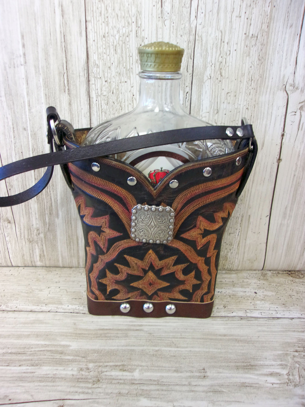 Leather Whiskey Tote Caddy CR156 Chris Thompson Bags