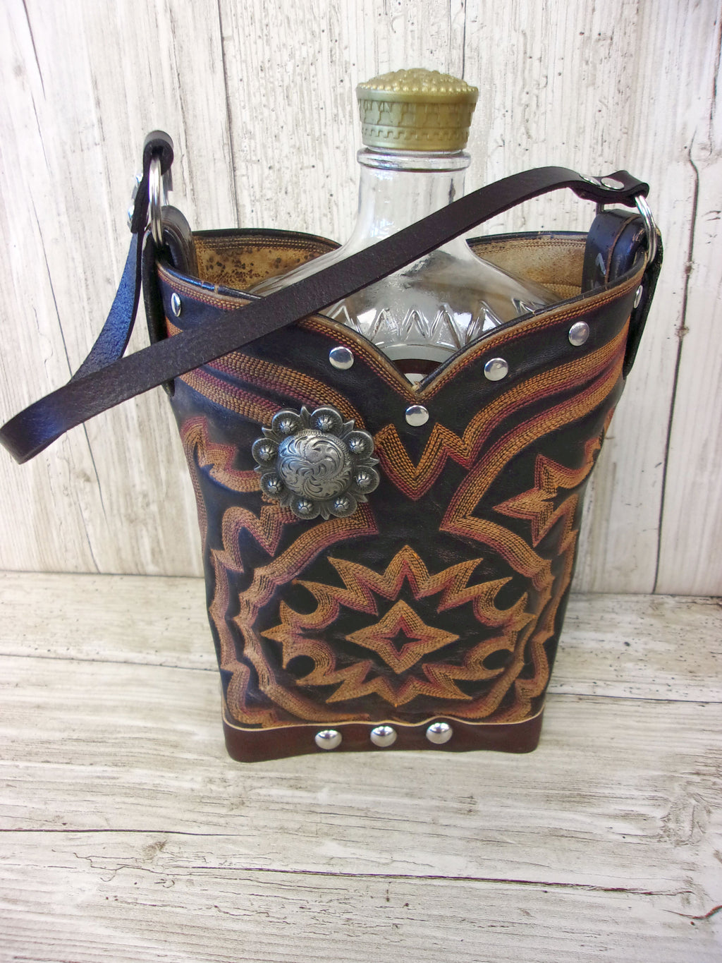 Leather Whiskey Tote Caddy CR167 Chris Thompson Bags
