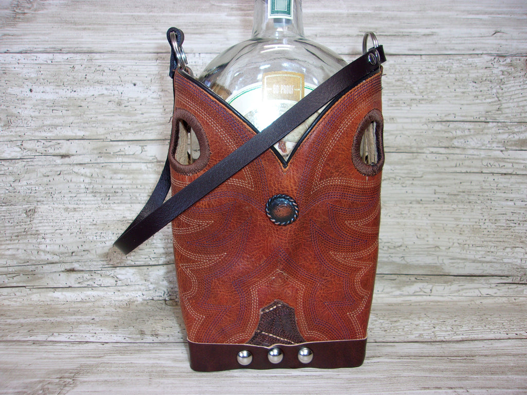 Leather Whiskey Tote Caddy CR183 Chris Thompson Bags