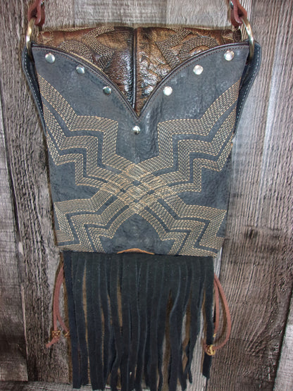 Small Cowboy Boot Purse with Fringe sm150 handcrafted from cowboy boots. Shop all unique leather western handbags, purses and totes at Chris Thompson Bags