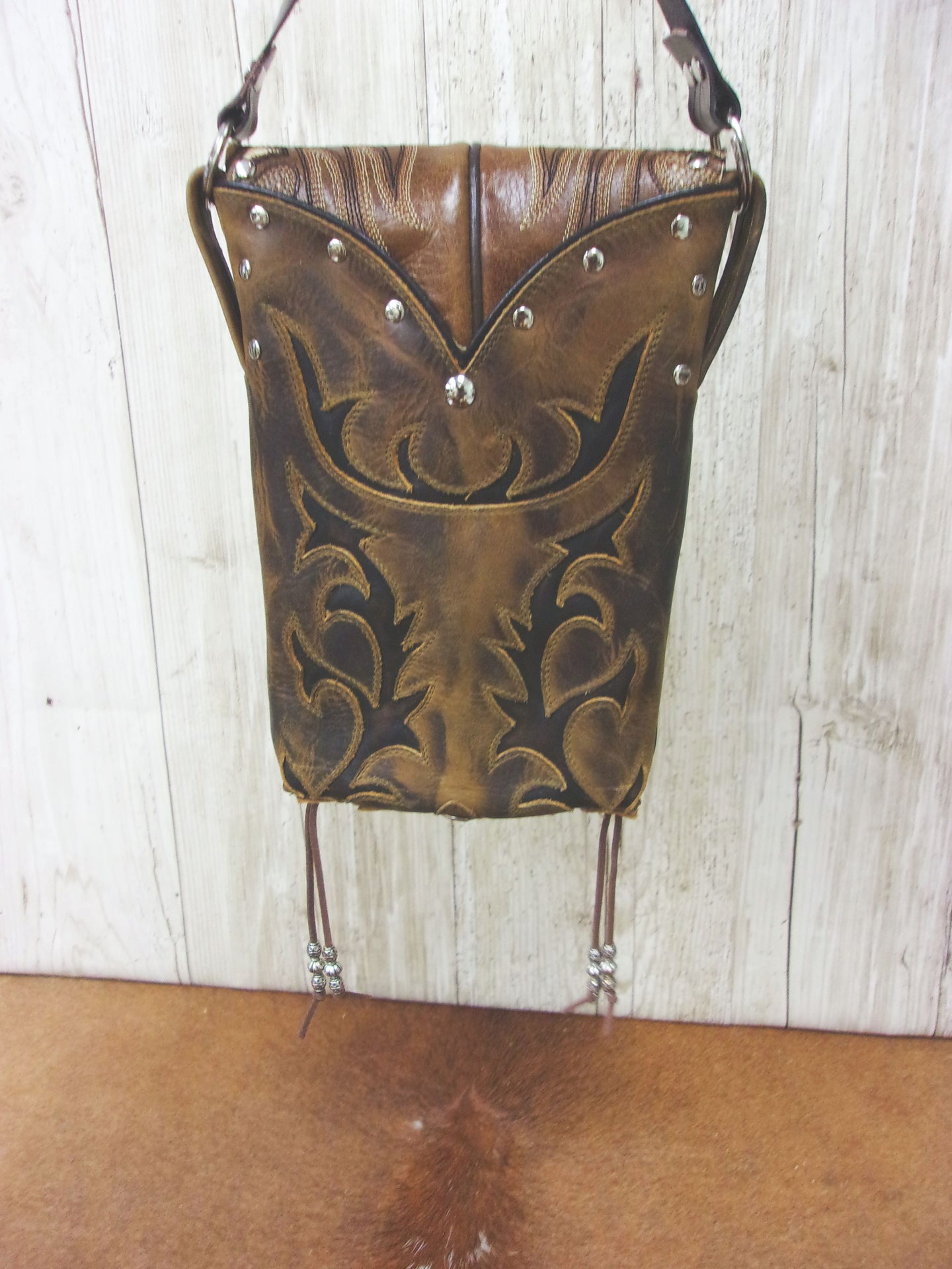 Small Concealed Carry Purse CB154 handcrafted from cowboy boots. Shop Handbags at ChrisThompsonBags.com and buy the best 2nd amendment, conceal carry purse, concealed carry, concealed for her, concealedcarry purse, cowboy boot purse, cowgirl concealed, handgun bag, leather conceal bag, unique concealed, western conceal, western concealed at Chris Thompson Bags.