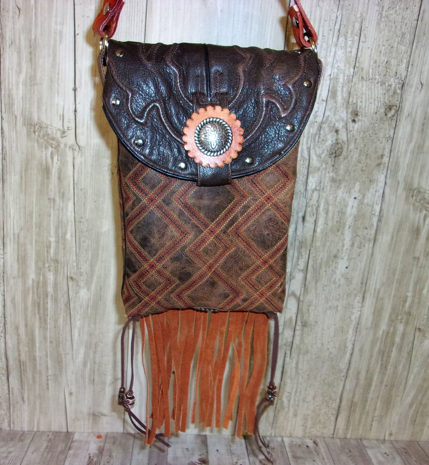 Small Concealed Carry Purse with Fringe CB102 handcrafted from cowboy boots. Shop  at ChrisThompsonBags.com and buy the best 2nd amendment, conceal carry purse, concealed carry, concealed for her, concealedcarry purse, cowboy boot purse, cowgirl concealed, handgun bag, leather conceal bag, unique concealed, western conceal, western concealed at Chris Thompson Bags.