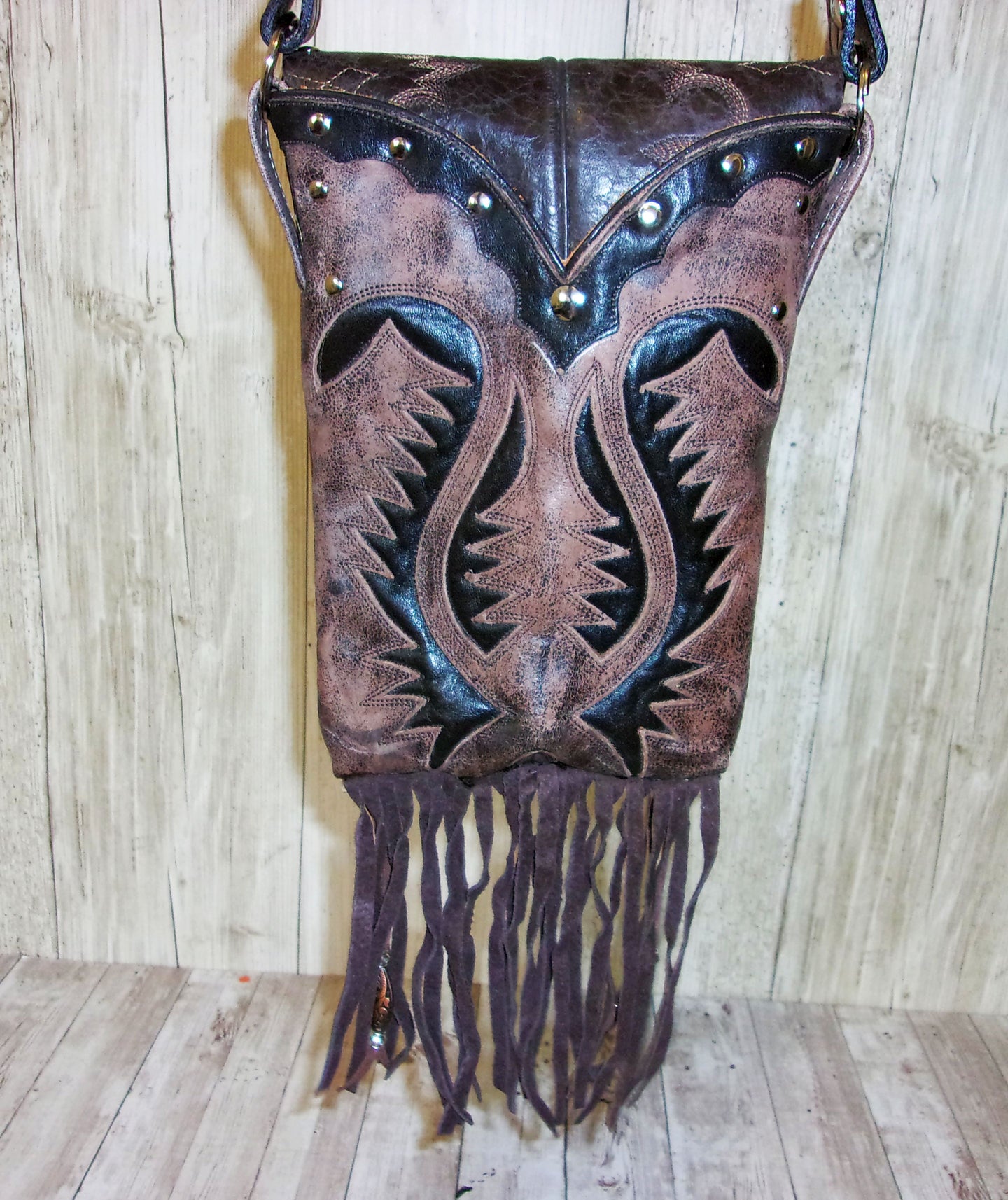 Small Concealed Carry Purse with Fringe CB110 handcrafted from cowboy boots. Shop Handbags at ChrisThompsonBags.com and buy the best 2nd amendment, conceal carry purse, concealed carry, concealed for her, concealedcarry purse, cowboy boot purse, cowgirl concealed, handgun bag, leather conceal bag, unique concealed, western conceal, western concealed at Chris Thompson Bags.