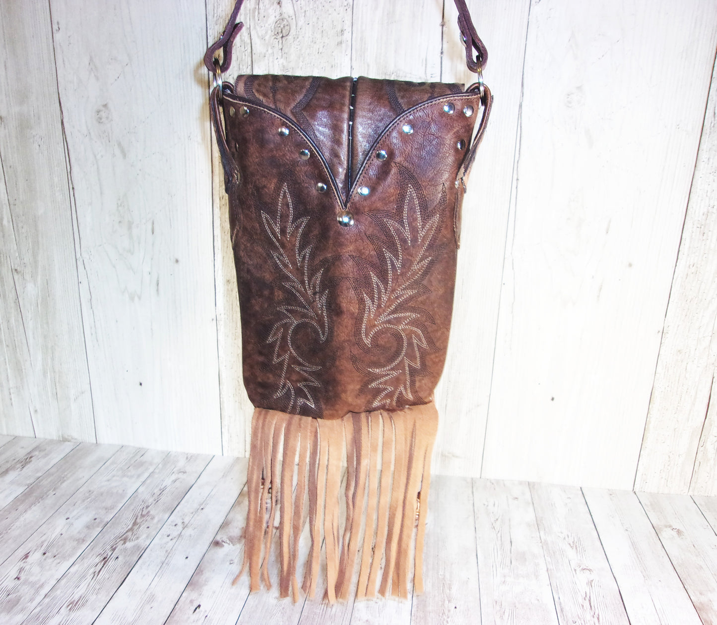 Small Concealed Carry Purse with Fringe CB53 handcrafted from cowboy boots. Shop Handbags at ChrisThompsonBags.com and buy the best 2nd amendment, conceal carry purse, concealed carry, concealed for her, concealedcarry purse, cowboy boot purse, cowgirl concealed, handgun bag, leather conceal bag, unique concealed, western conceal, western concealed at Chris Thompson Bags.