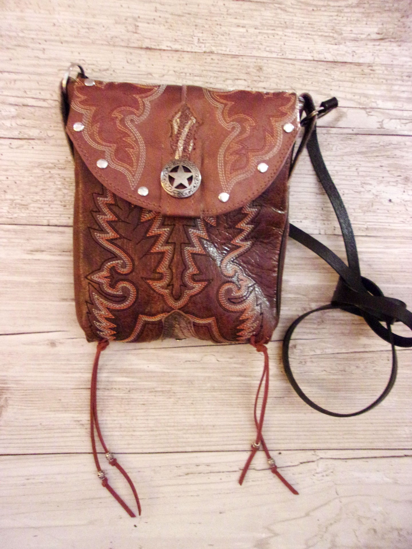 Small Cowboy Boot Purse sm169 handcrafted from cowboy boots. Shop all unique leather western handbags, purses and totes at Chris Thompson Bags