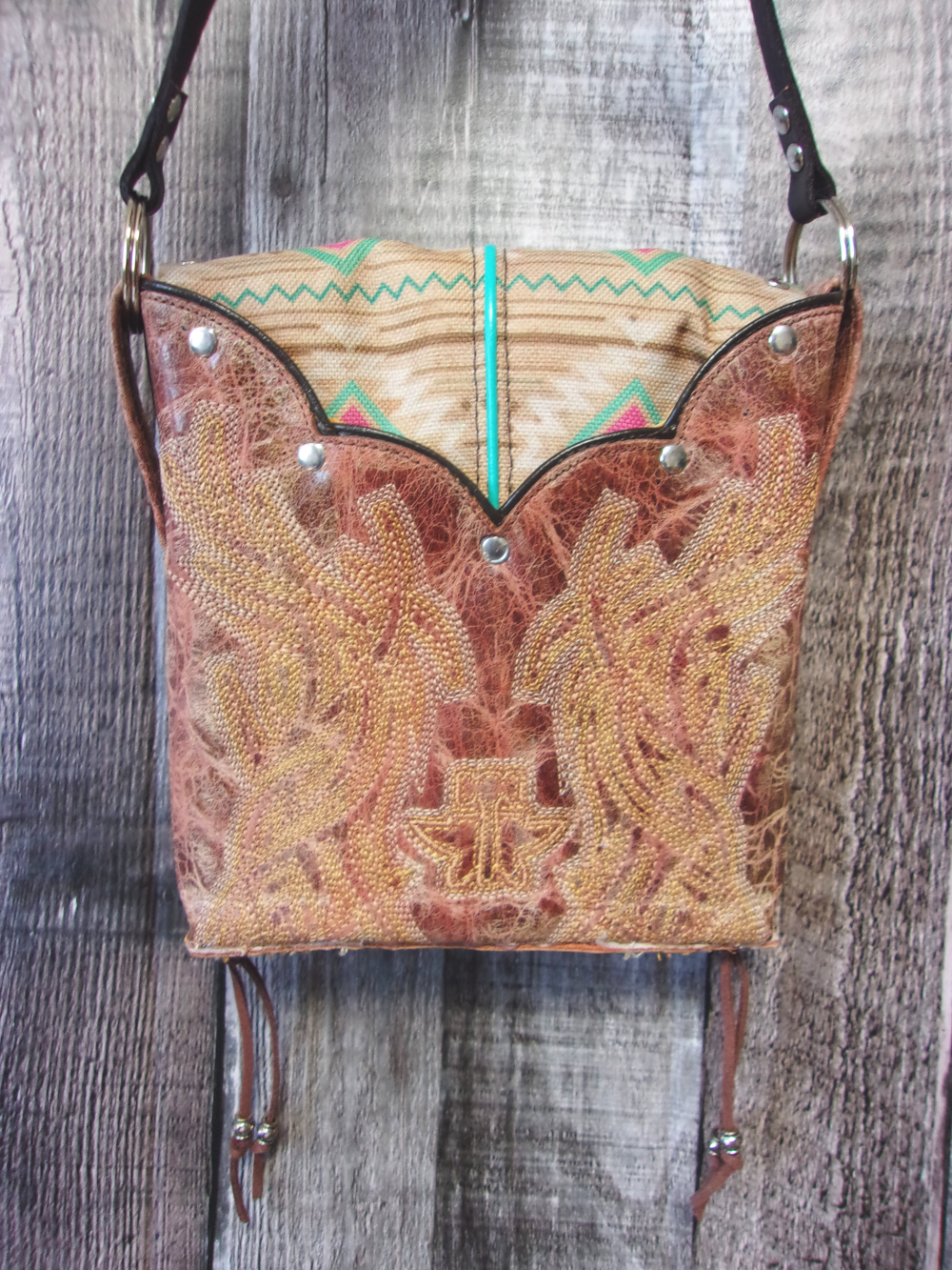 Small Cowboy Boot Purse sm240 handcrafted from cowboy boots. Shop all unique leather western handbags, purses and totes at Chris Thompson Bags