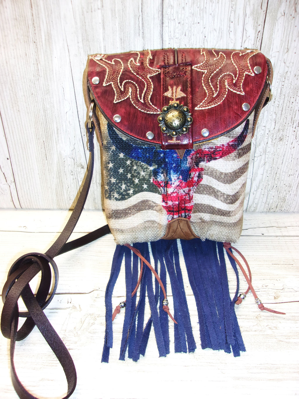 Small Cowboy Boot Purse with Fringe sm218 Chris Thompson Bags