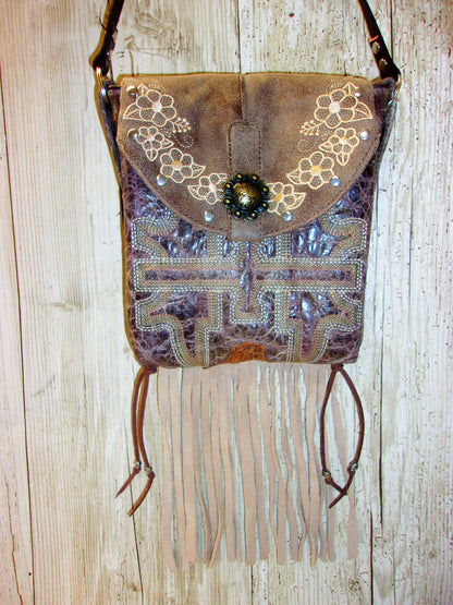 Small Cowboy Boot Purse with Fringe sm219 handcrafted from cowboy boots. Shop all unique leather western handbags, purses and totes at Chris Thompson Bags