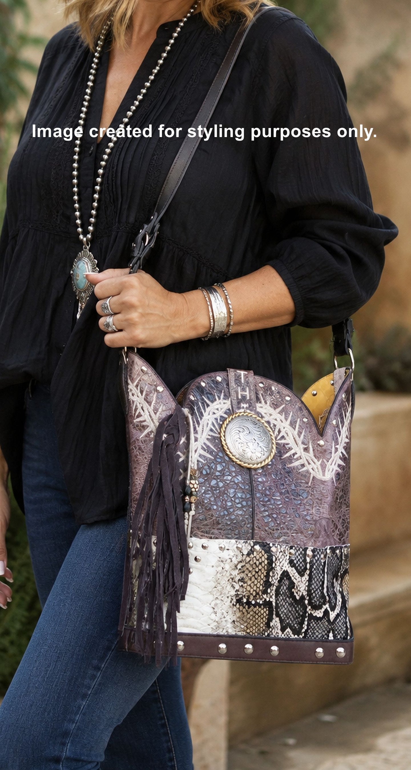 Top Shelf Cowboy Boot Purse with Fringe TS291