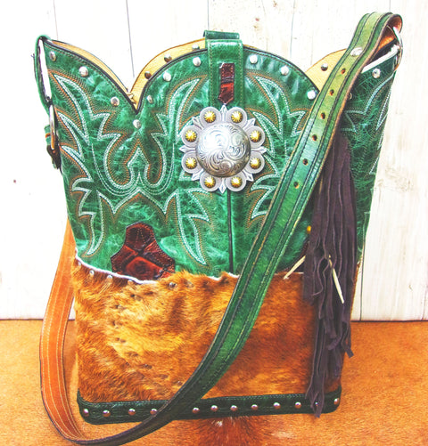 Top Shelf Cowboy Boot Purse with Fringe TS309