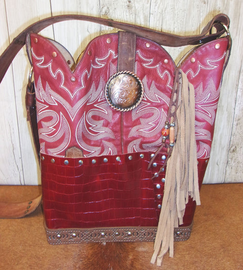 Top Shelf Cowboy Boot Purse with Fringe TS311