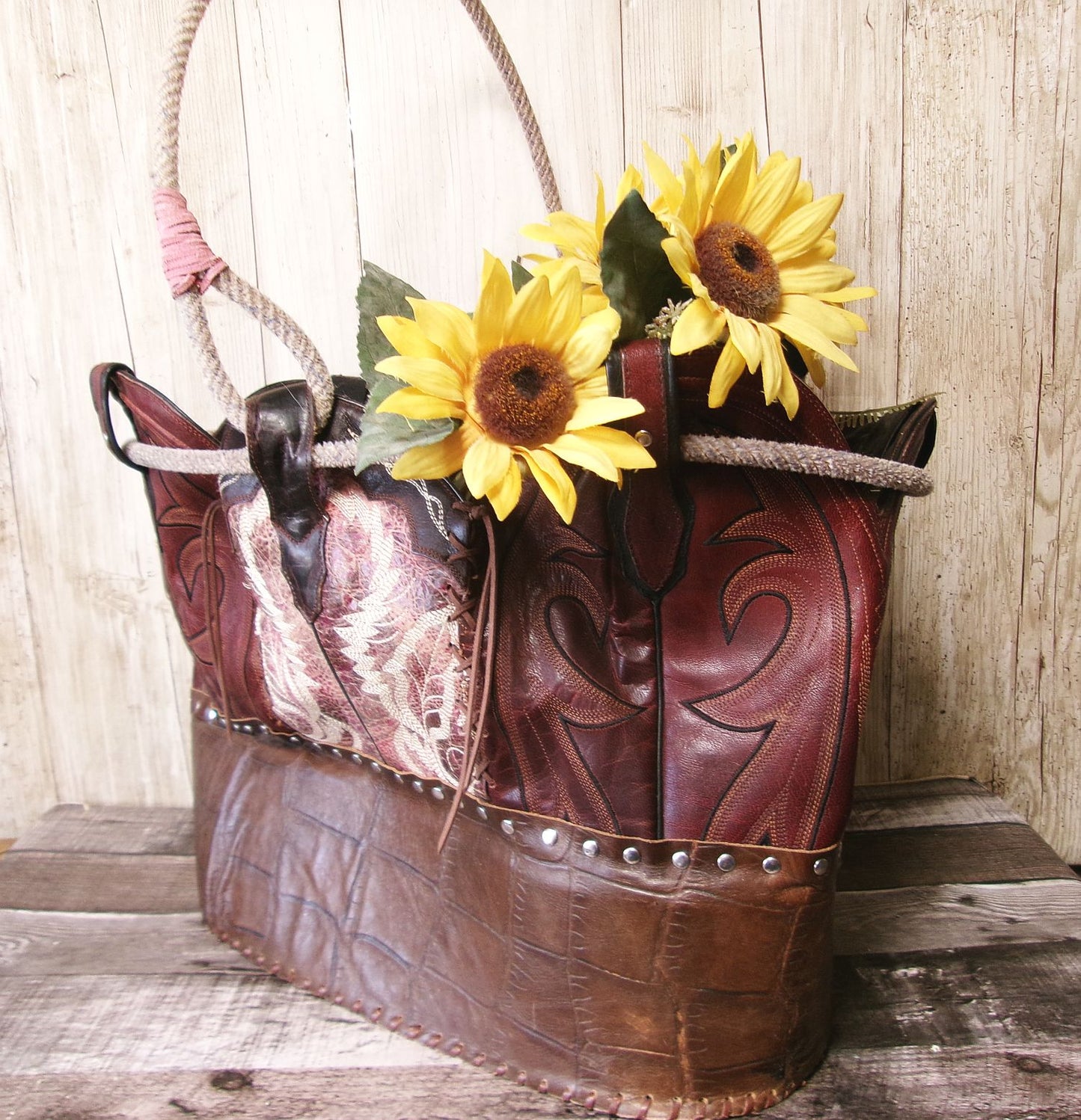 Western  Leather Basket BA24