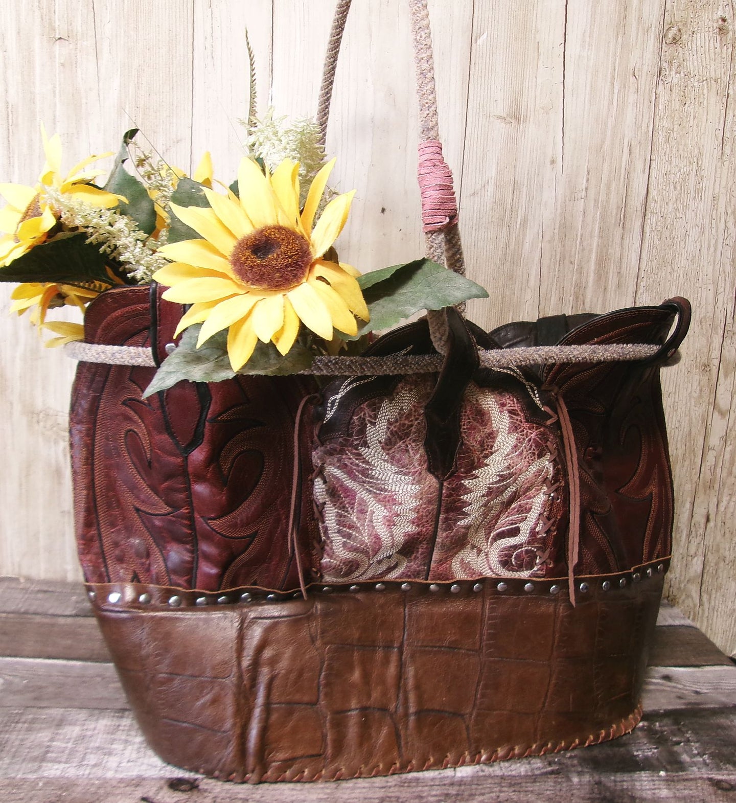 Western  Leather Basket BA24