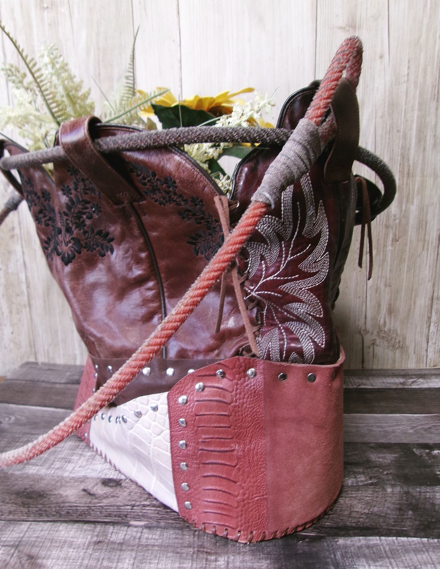 Western  Leather Basket BA35