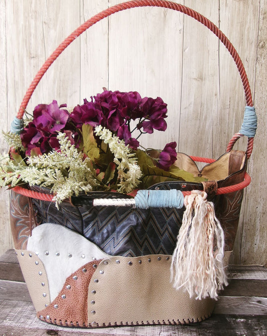 Western  Leather Basket BA42
