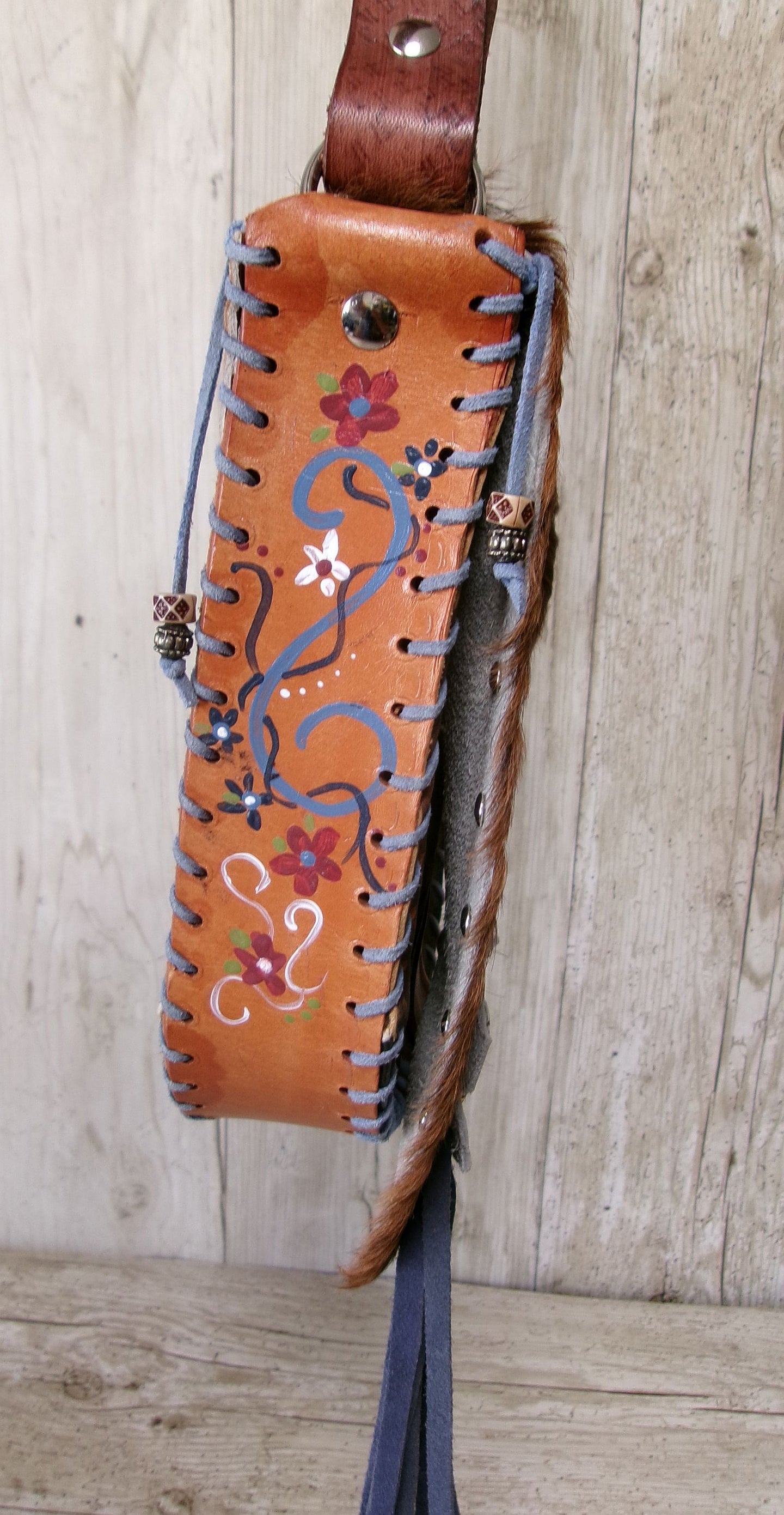 Boho Bag with Fringe BB02 handcrafted from cowboy boots. Shop  at ChrisThompsonBags.com and buy the best ["fringe","hair on hide","handpainted"] at Chris Thompson Bags.
