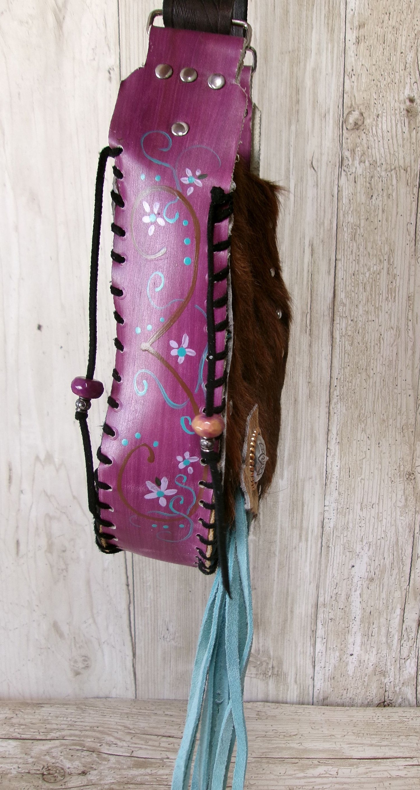 Boho Bag with Fringe BB03 handcrafted from cowboy boots. Shop  at ChrisThompsonBags.com and buy the best ["fringe","hair on hide","handpainted"] at Chris Thompson Bags.