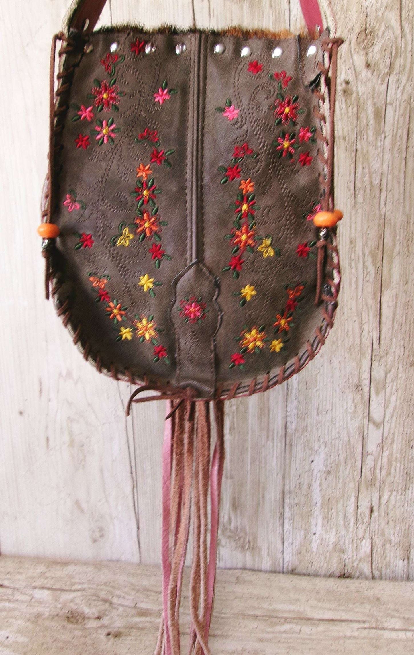 Boho Bag with Fringe BB04 handcrafted from cowboy boots. Shop  at ChrisThompsonBags.com and buy the best ["fringe","hair on hide","handpainted"] at Chris Thompson Bags.