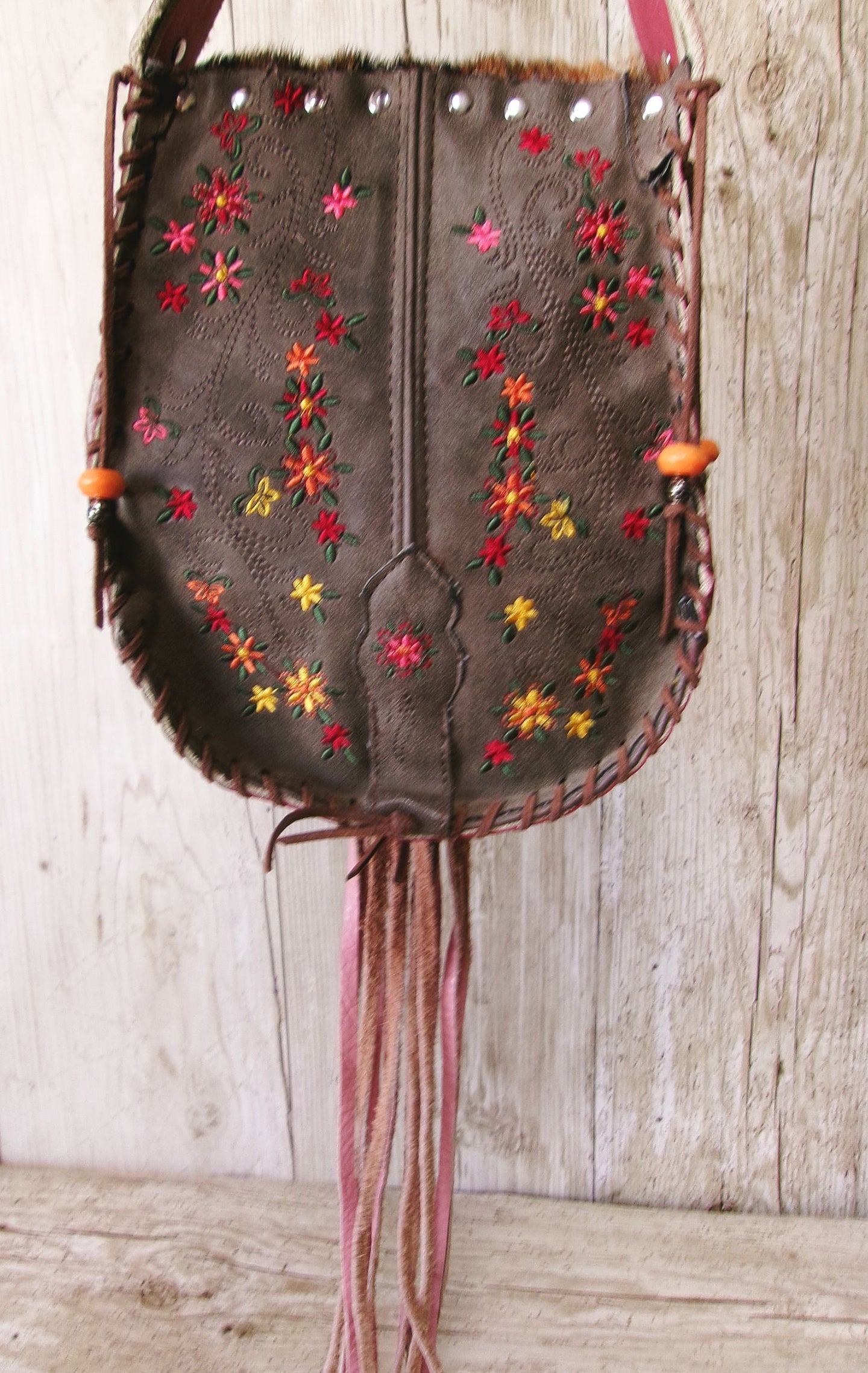 Boho Bag with Fringe BB04 handcrafted from cowboy boots. Shop  at ChrisThompsonBags.com and buy the best ["fringe","hair on hide","handpainted"] at Chris Thompson Bags.