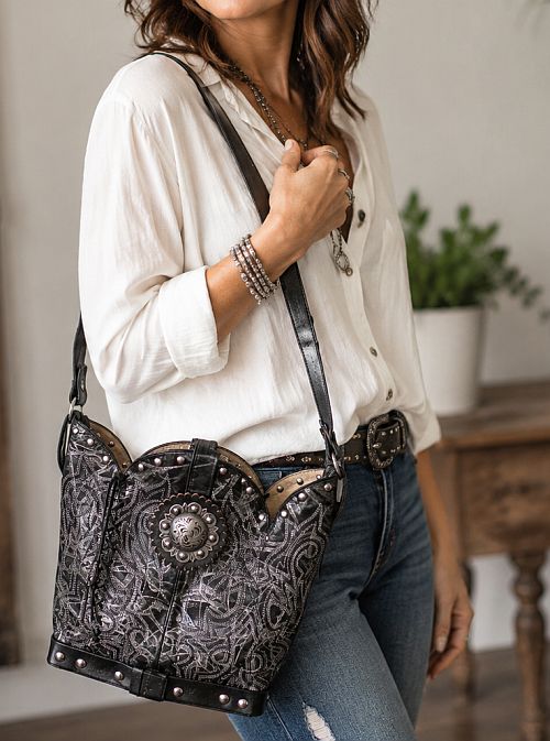 Bucket Bag Cowboy Boot Purse BK122