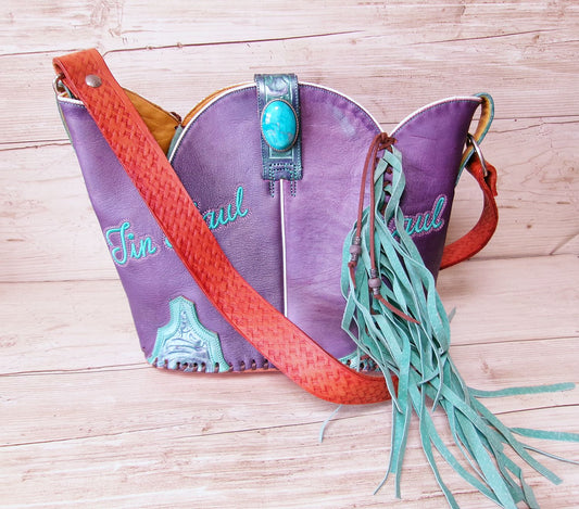 Bucket Bag Cowboy Boot Fringe Purse BK141