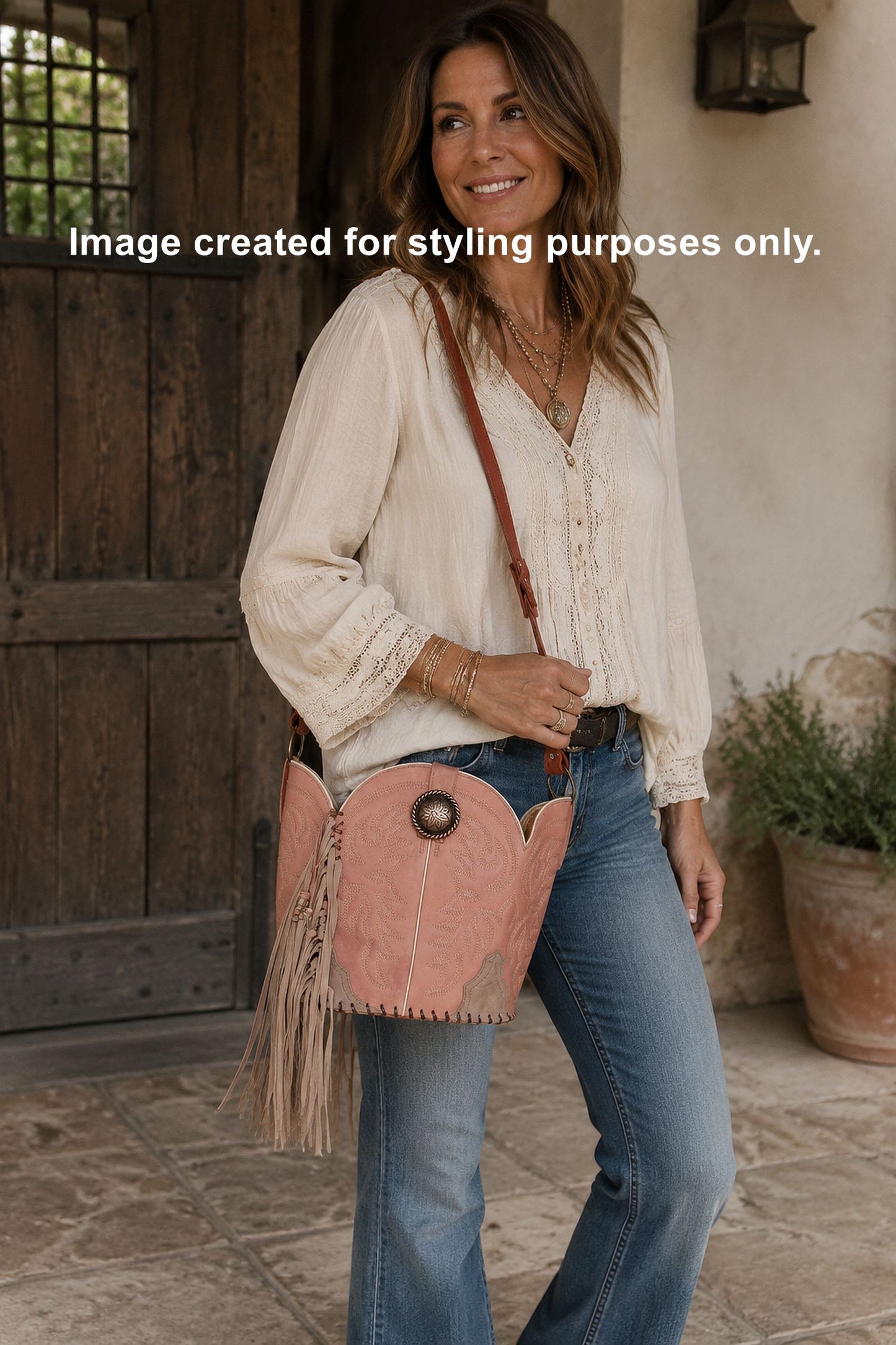 Bucket Bag Cowboy Boot Fringe Purse BK144