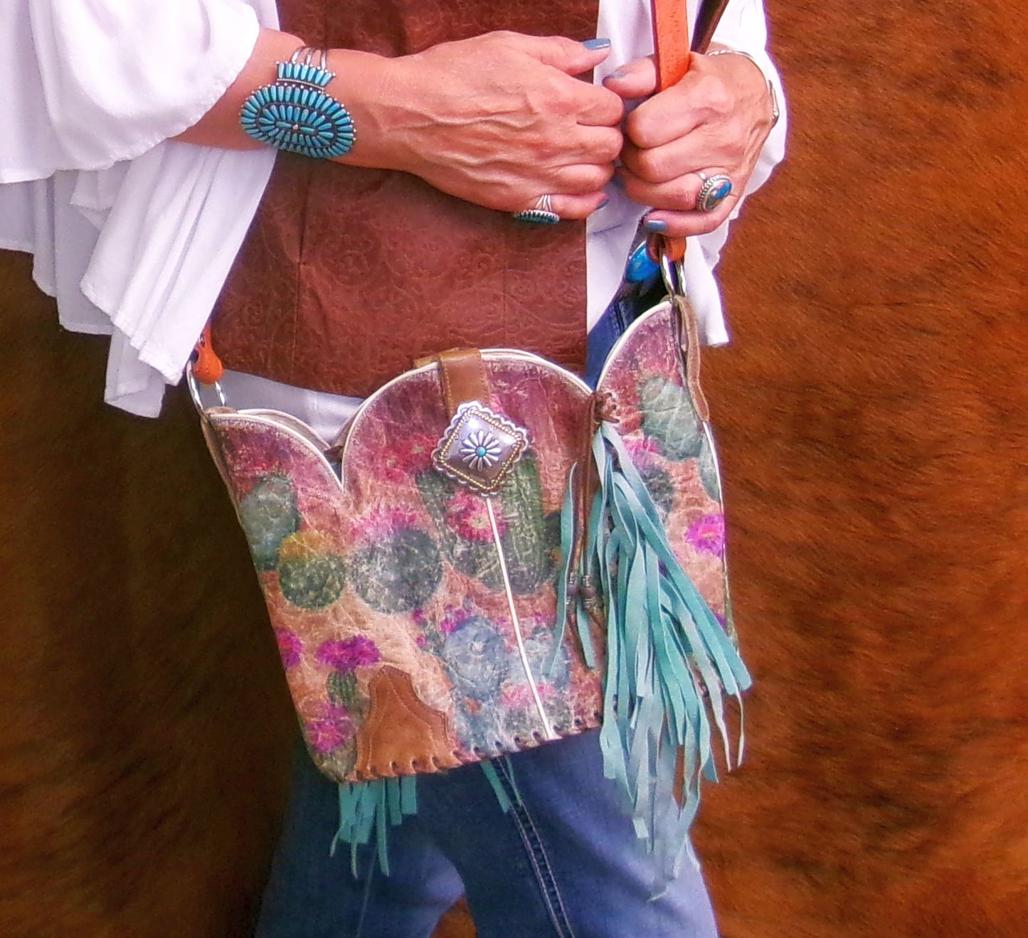 Bucket Bag Cowboy Boot Fringe Purse BK145